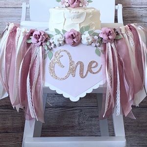 Dusty Rose 1st Birthday Highchair Banner